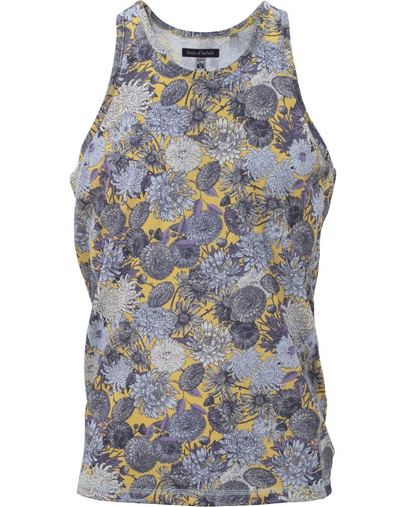 Men's Blue / Yellow / Orange Tedford Tank Mums Floral Yellow Extra Small Lords of Harlech