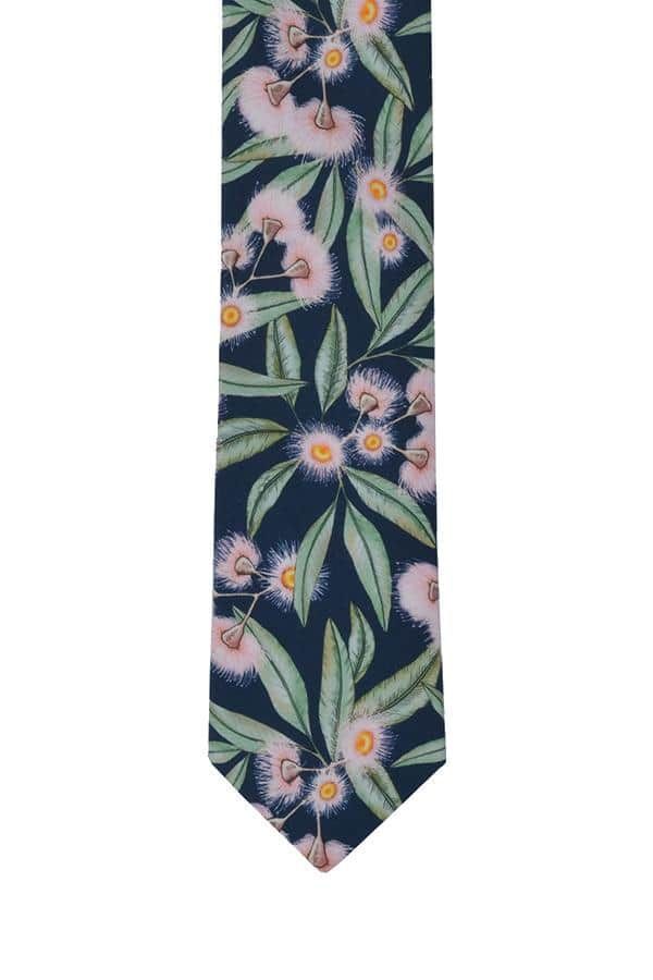 Men's Blue Cotton Tie - Flowering Gum One Size Peggy and Finn