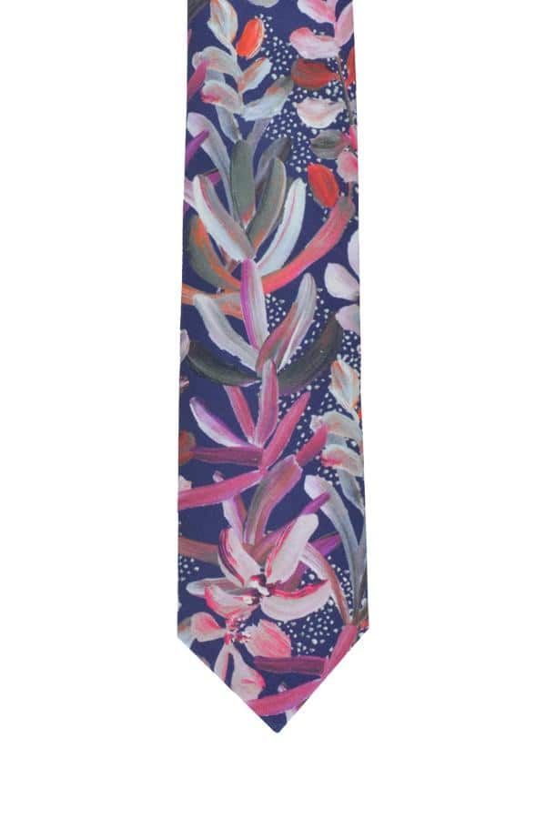 Men's Blue Cotton Tie - Protea Navy One Size Peggy and Finn