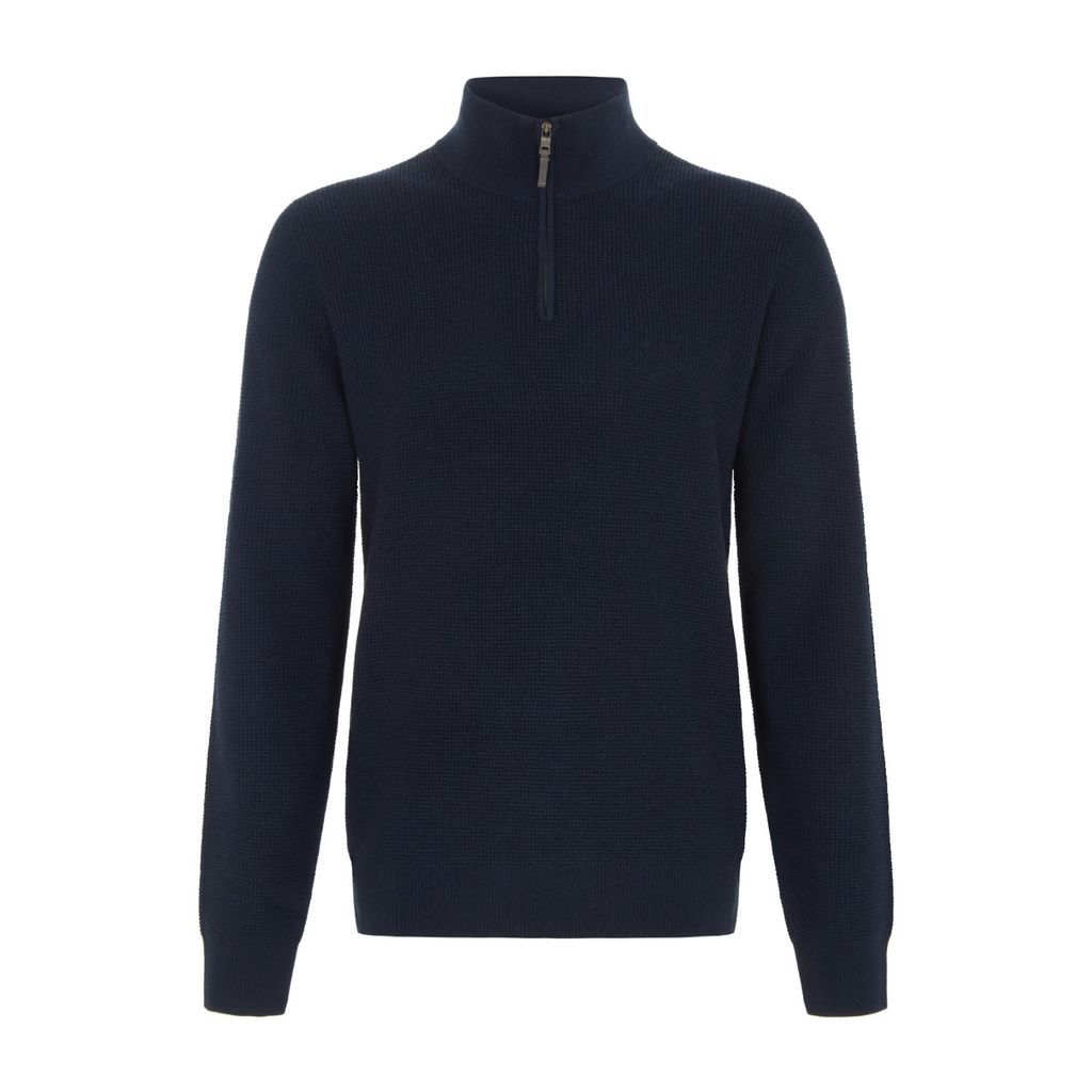 Men's Blue Eddie Zipped Jumper In Indigo Small Les 100 Ciels