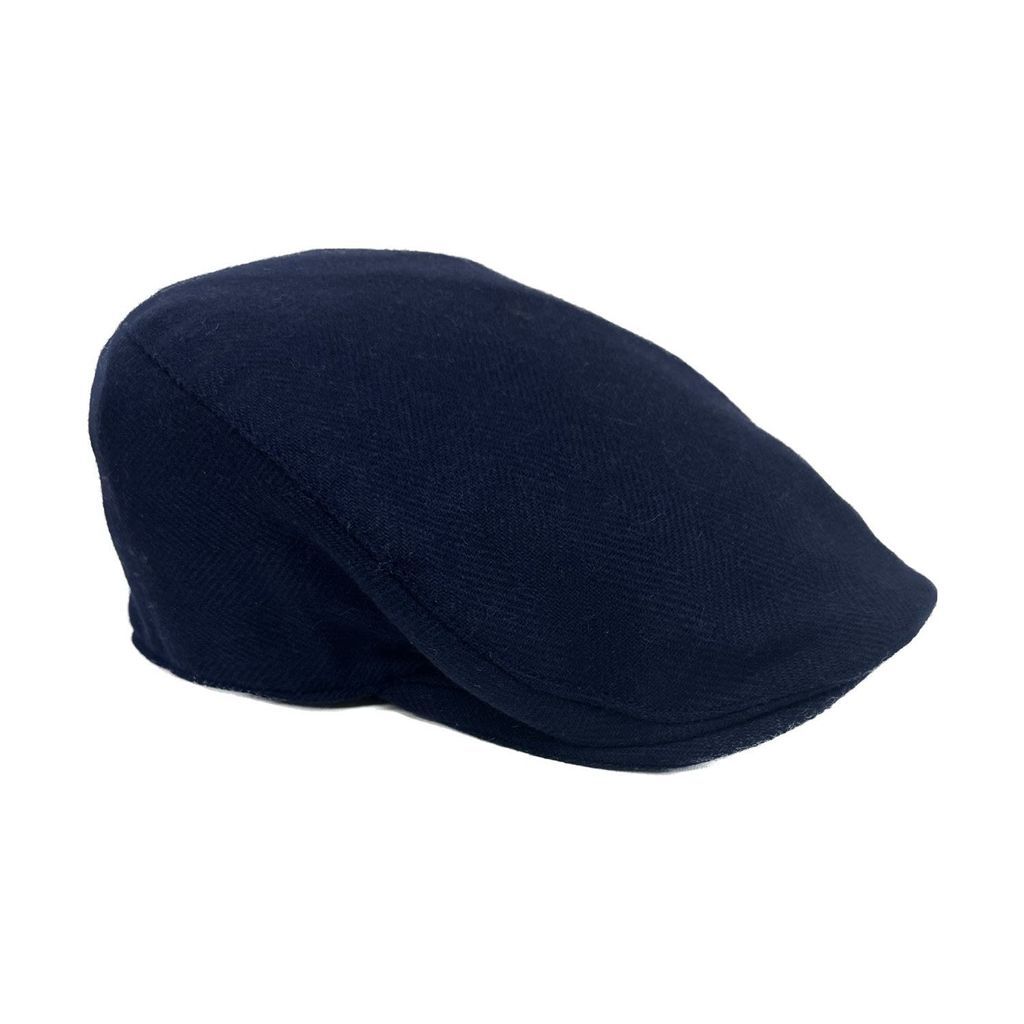 Men's Blue Navy Cashmere Flat Cap Large Kinalba