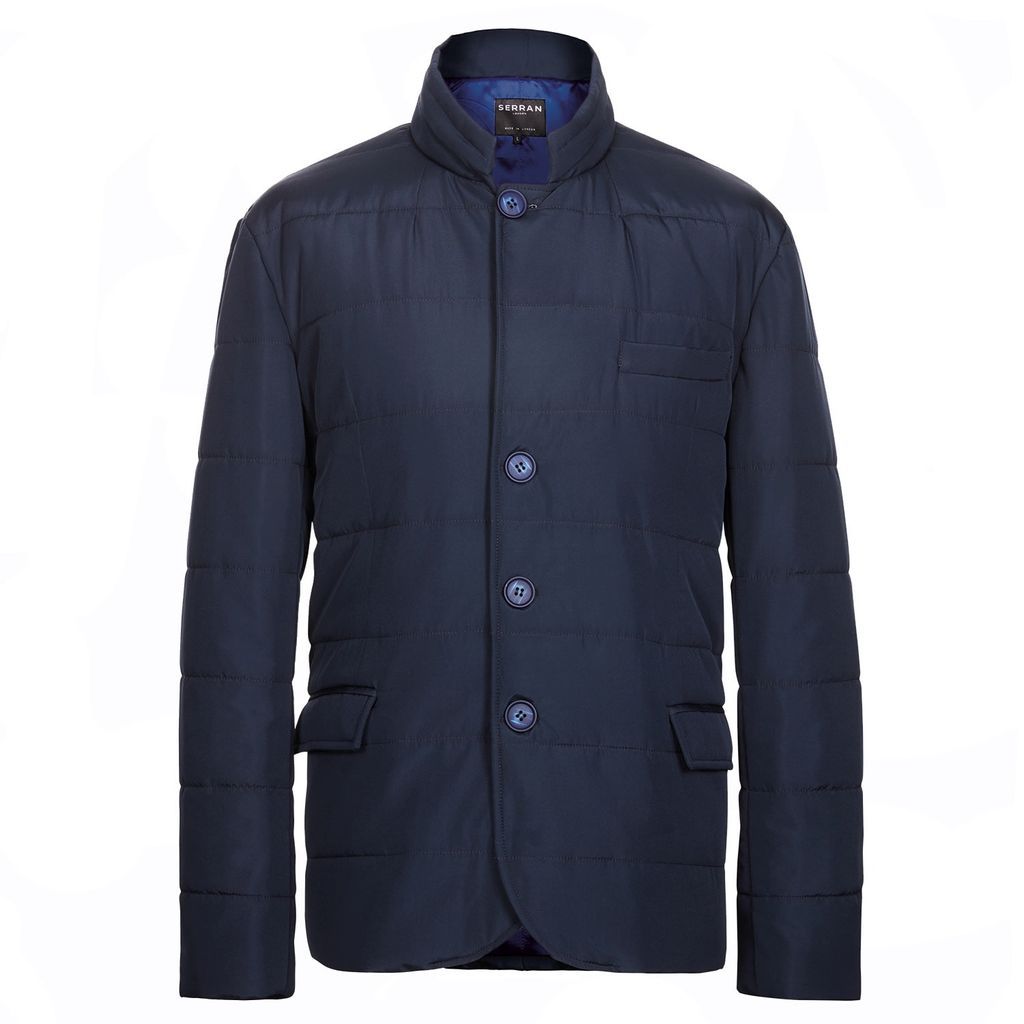Men's Blue Puffer Suit Jacket - Navy Extra Small Serran London