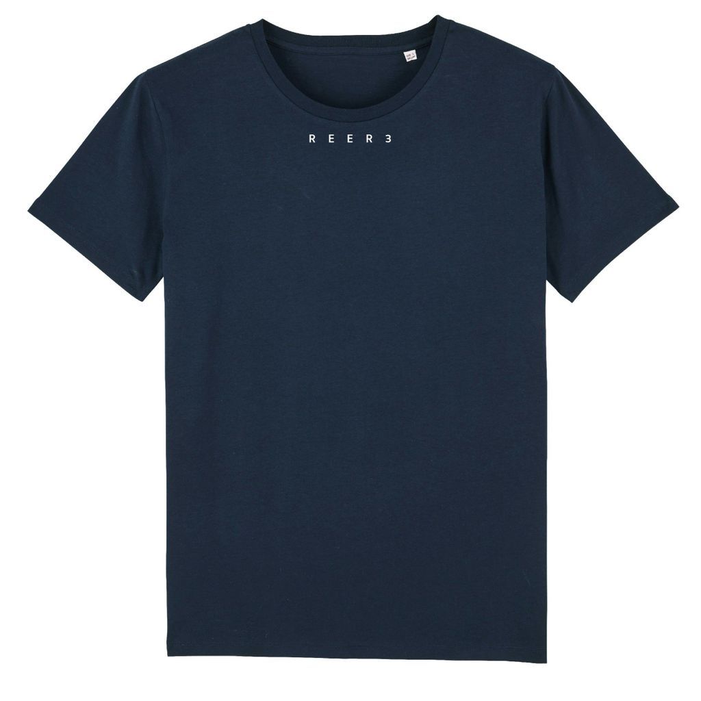 Men's Blue T-Shirt, Unisex, Navy, Logo Print White Extra Small REER3
