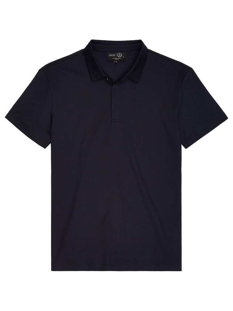 Men's Blue Tipped Polo Classic-Hem Navy Extra Small George BLACK
