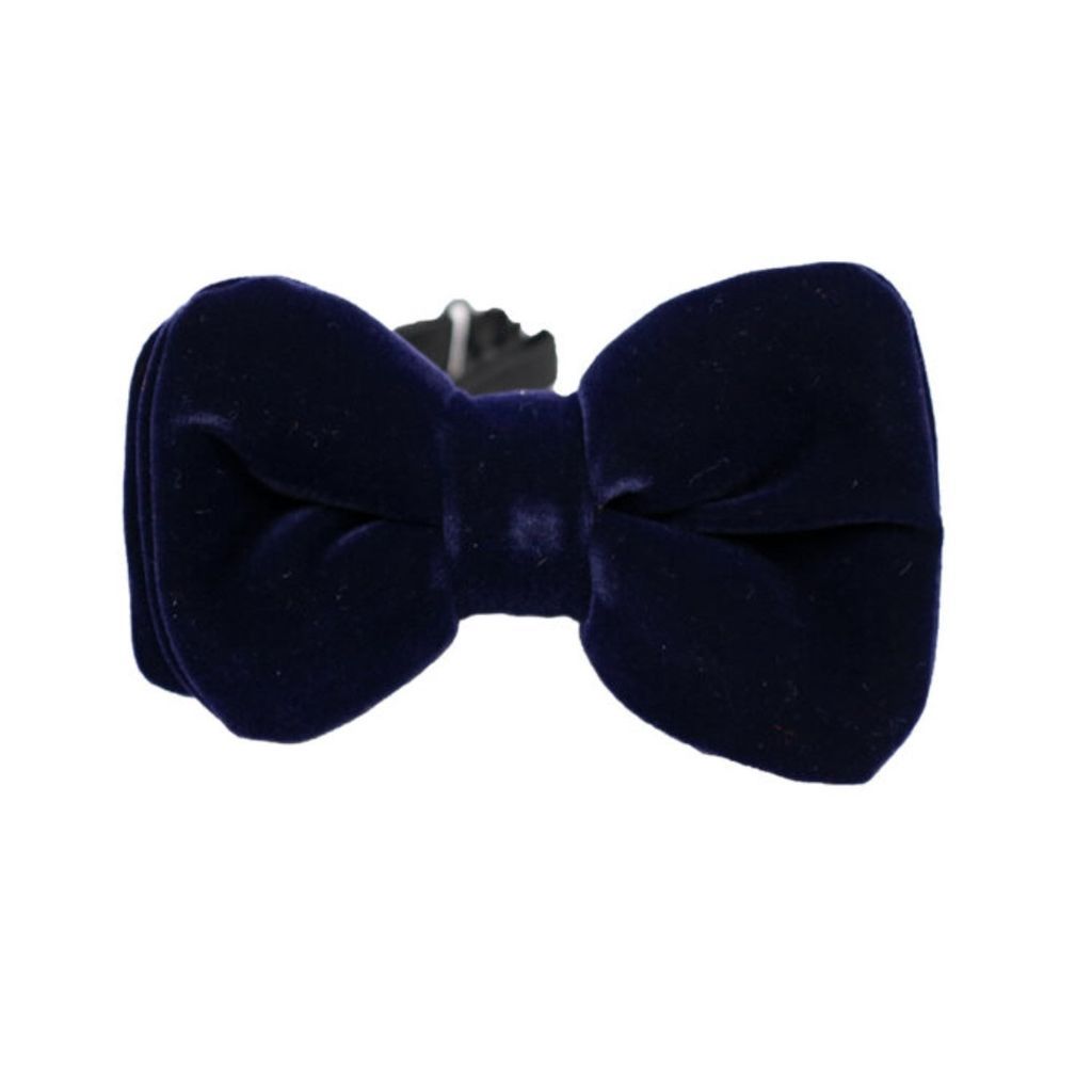 Men's Blue Velvet Pretied Bow Tie - Navy DAVID WEJ