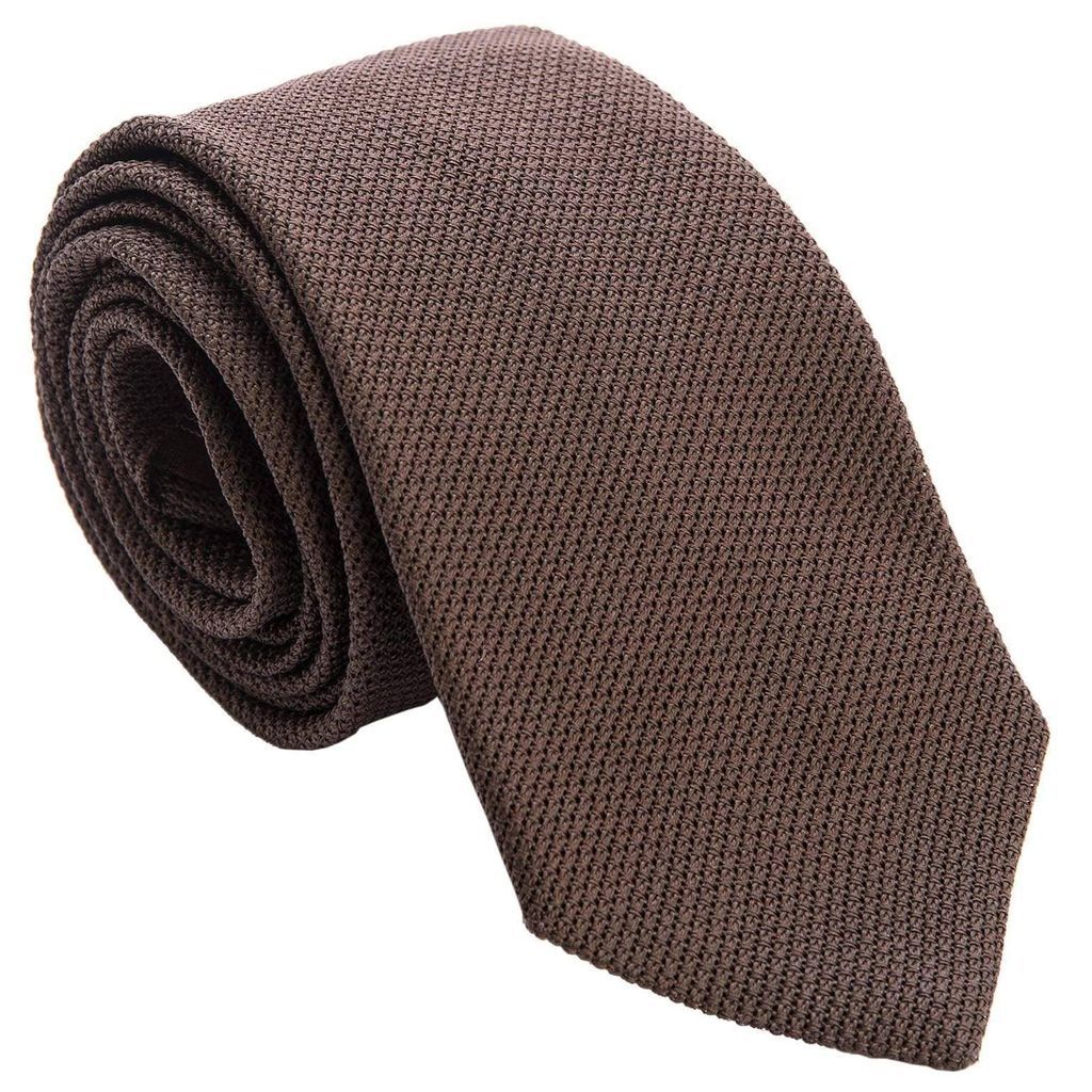 Men's Brown Mocha - Silk Grenadine Tie - Xl One Size Elizabetta
