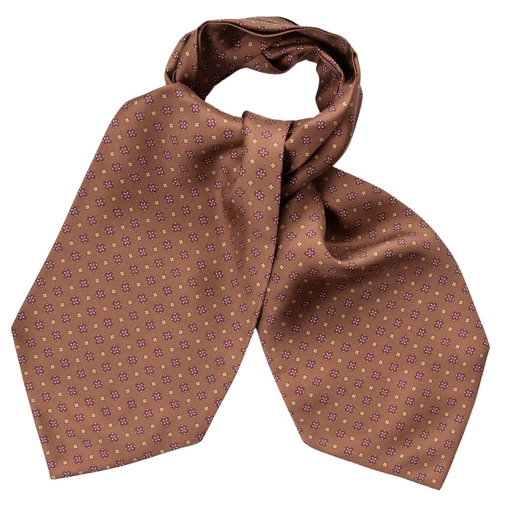 Men's Brown Pagani - Cognac Silk Ascot Cravat Tie One Size Elizabetta