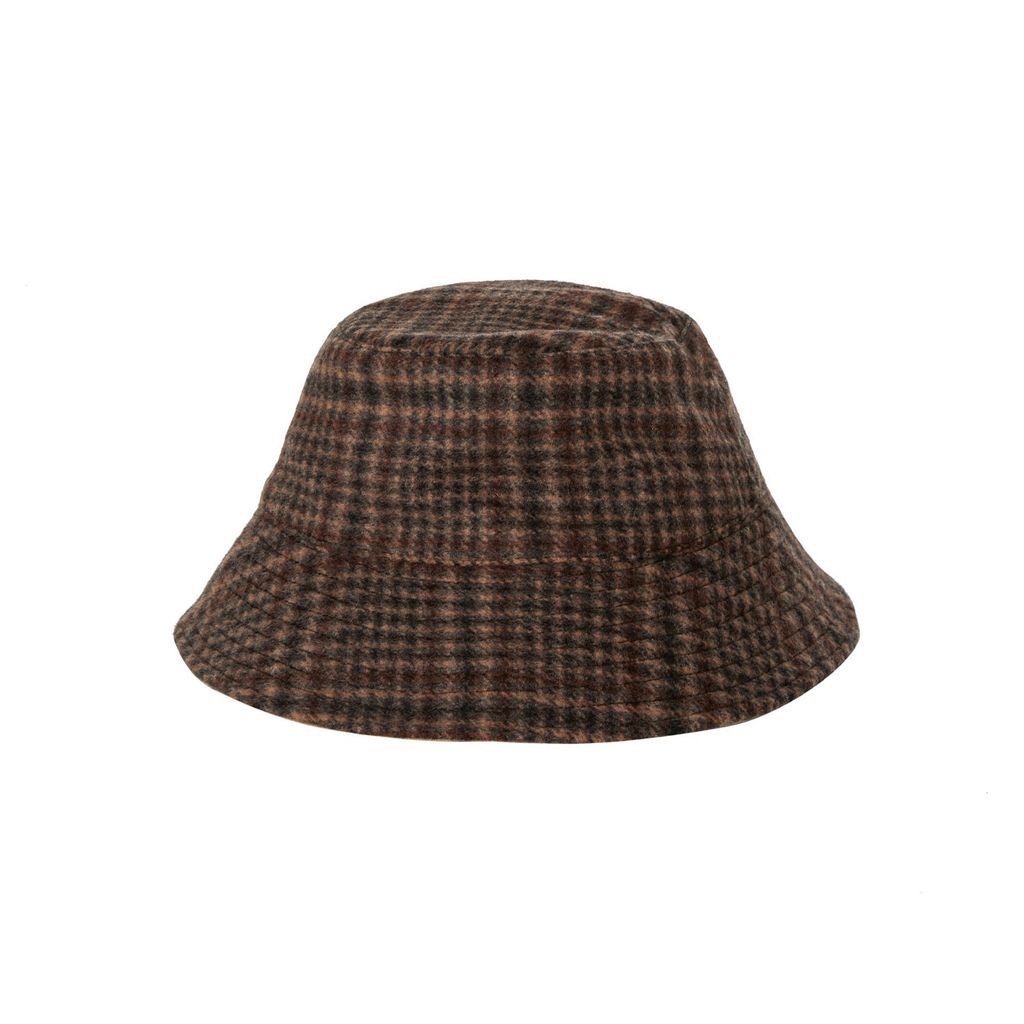 Men's Brown Reversible Check Bucket Hat Small A LINE