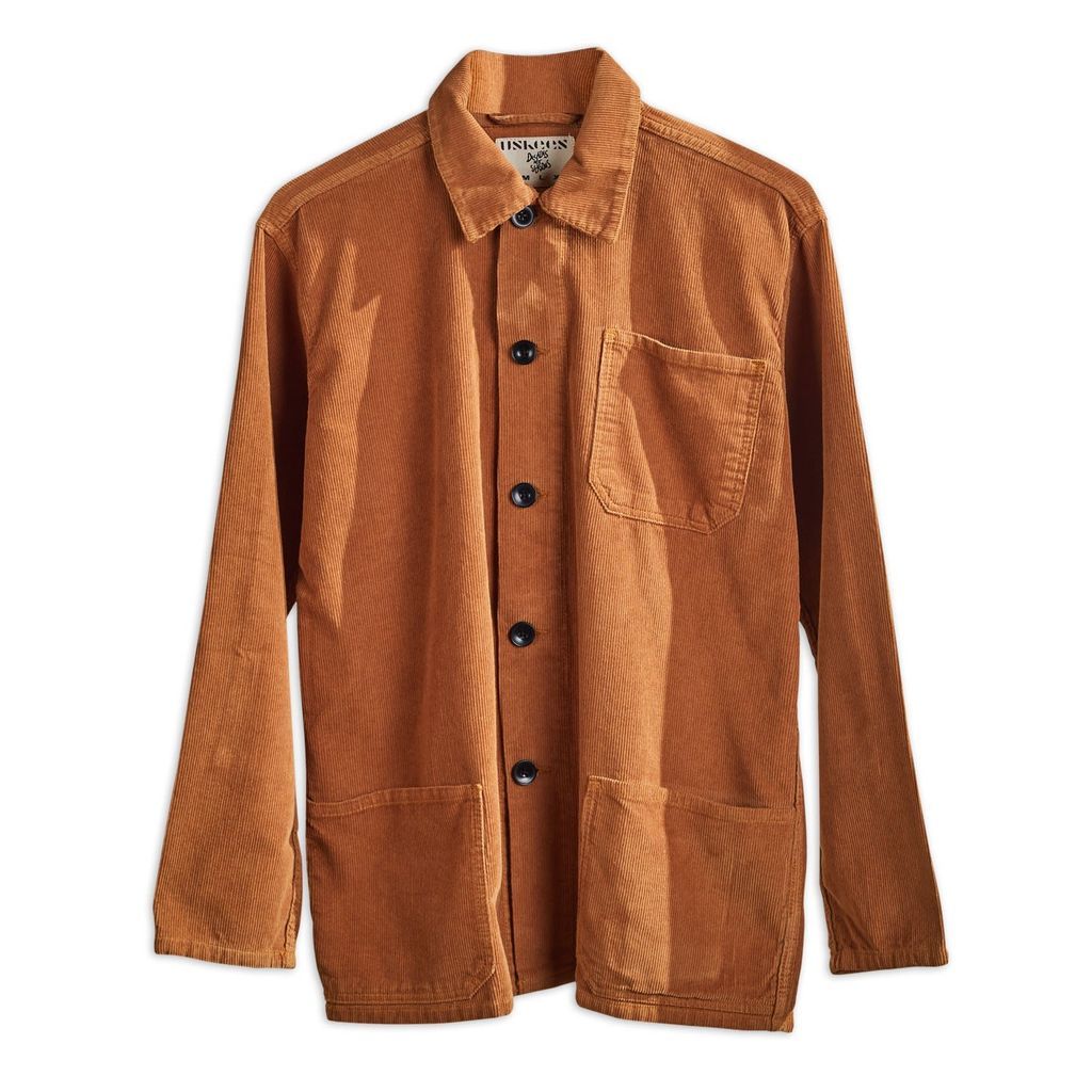 Men's Brown The 3001 Buttoned Cord Overshirt - Tan Small Uskees