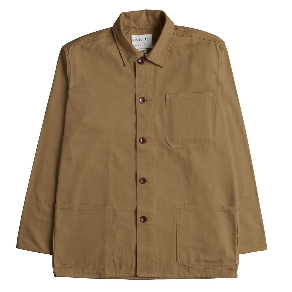 Men's Brown The 3001 Buttoned Overshirt - Khaki Extra Small Uskees