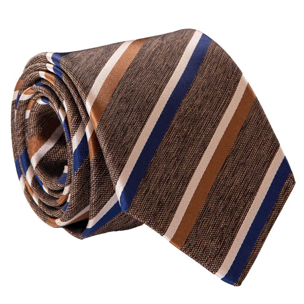 Men's Brown Velletri - Oak Xl Silk Jacquard Tie One Size Elizabetta