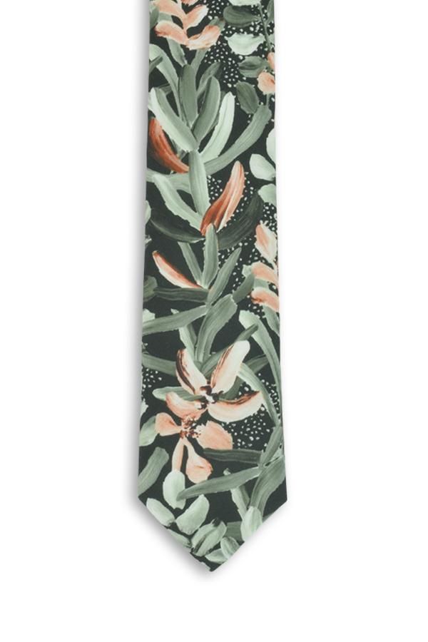 Men's Cotton Tie - Protea Green One Size Peggy and Finn