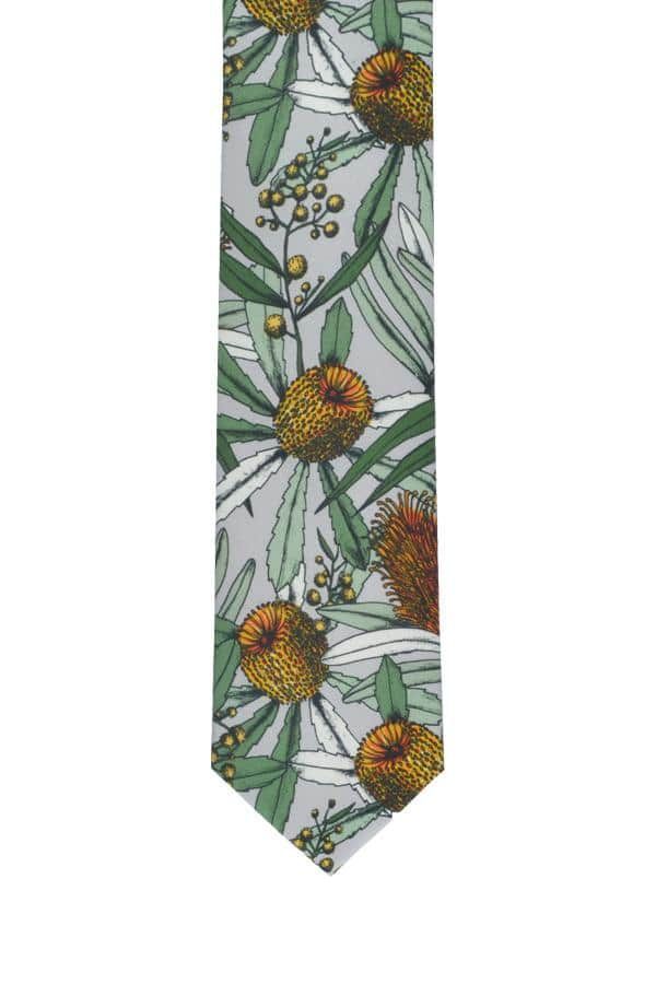 Men's Cotton Tie - Banksia Grey One Size Peggy and Finn