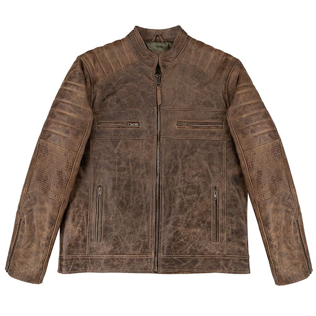 Men's Death Valley Racer Leather Jacket- Brown Small Lastwolf