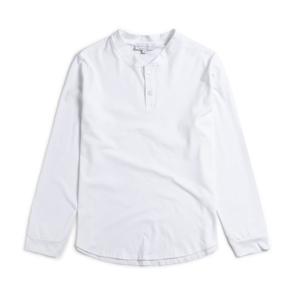Men's Grandad Long Sleeve T-Shirt - White XXL Wear London