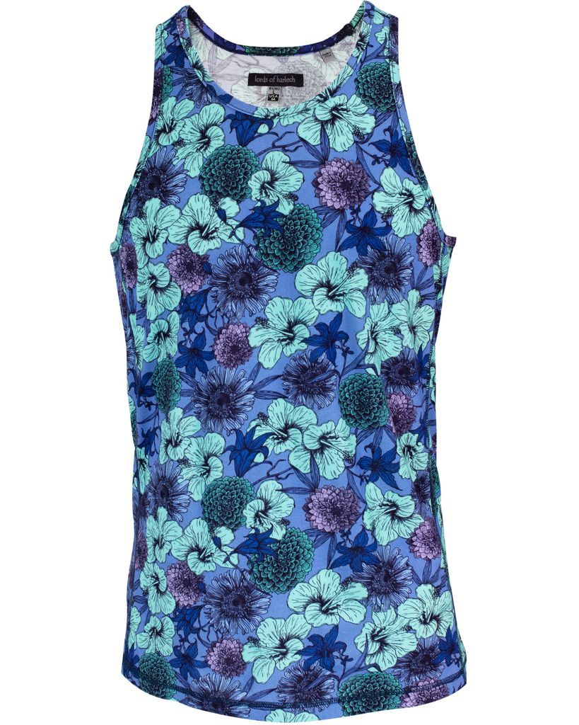 Men's Green / Blue / Pink Tedford Hibiscus Garden Tank - Blue Small Lords of Harlech