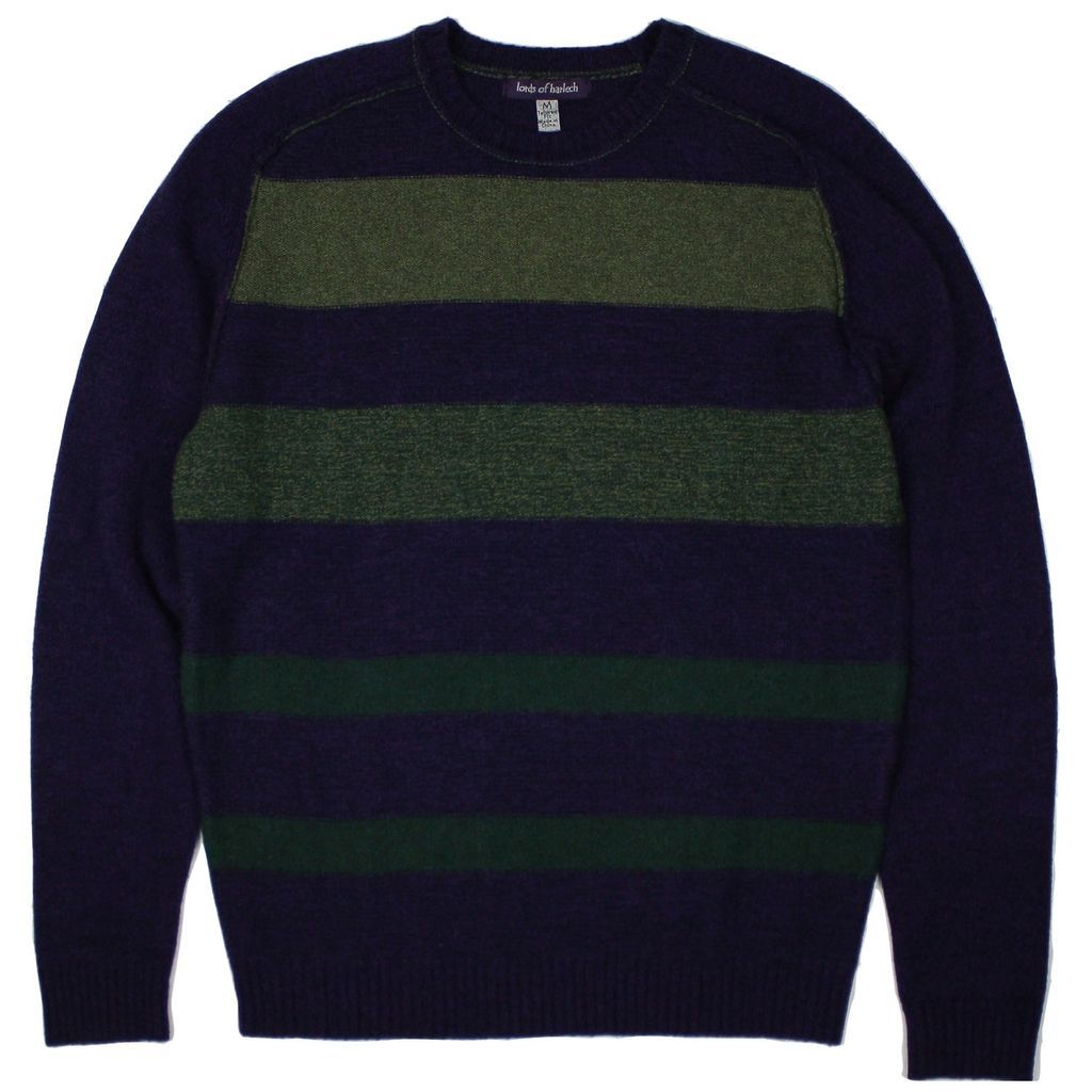 Men's Green / Pink / Purple Dave Striped Crewneck Sweater In Plum Small Lords of Harlech