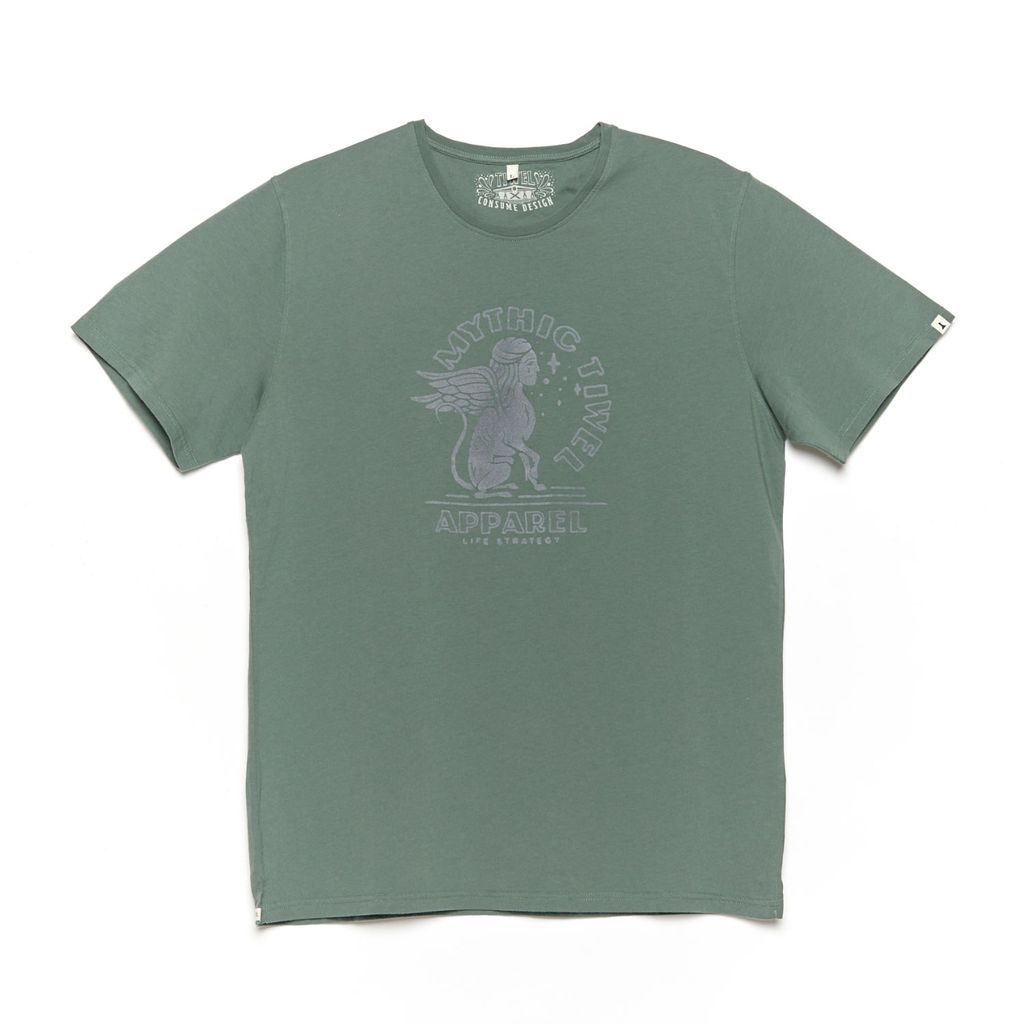 Men's Green Con-Sphinx T-Shirt By Consume Design Small TIWEL