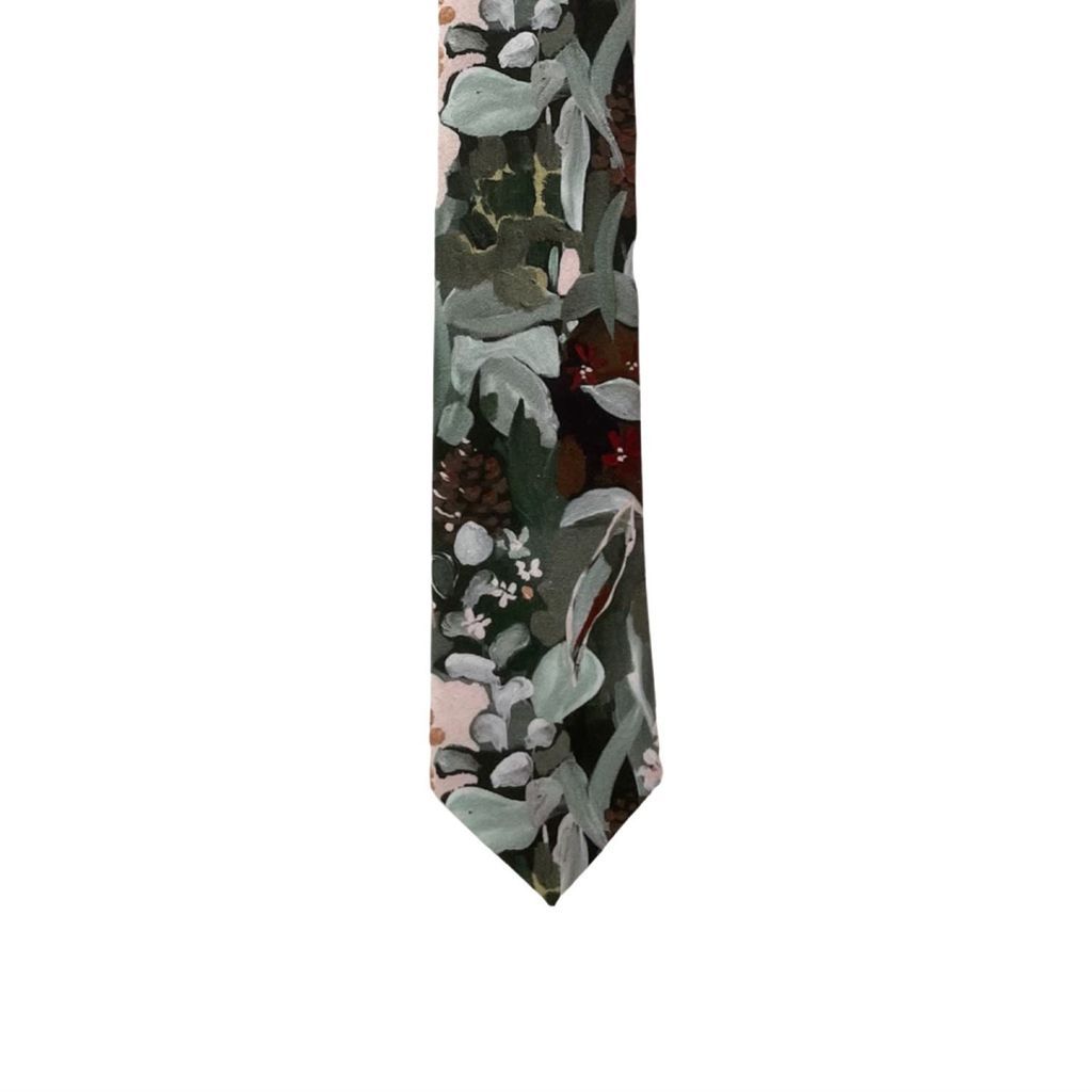 Men's Green Cotton Tie - Spotted Gum One Size Peggy and Finn