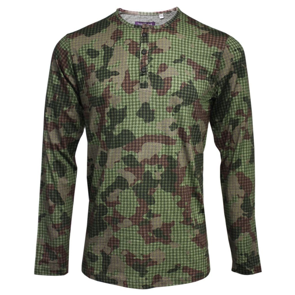 Men's Green Norbert Henley In Olive Camo Small Lords of Harlech