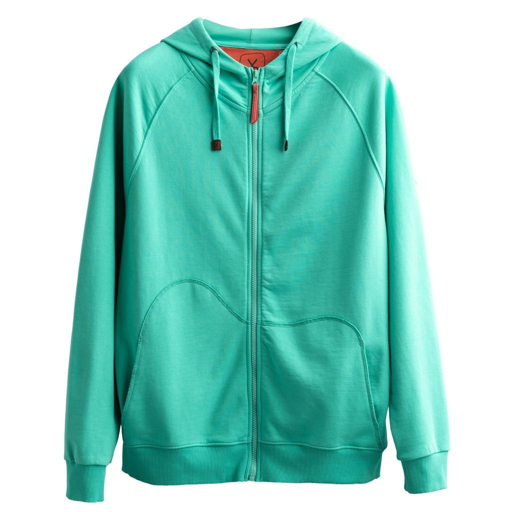 Men's Green Unisex Design Zip Hoodie Sweatshirt - Zipper - Turquois Small KAFT