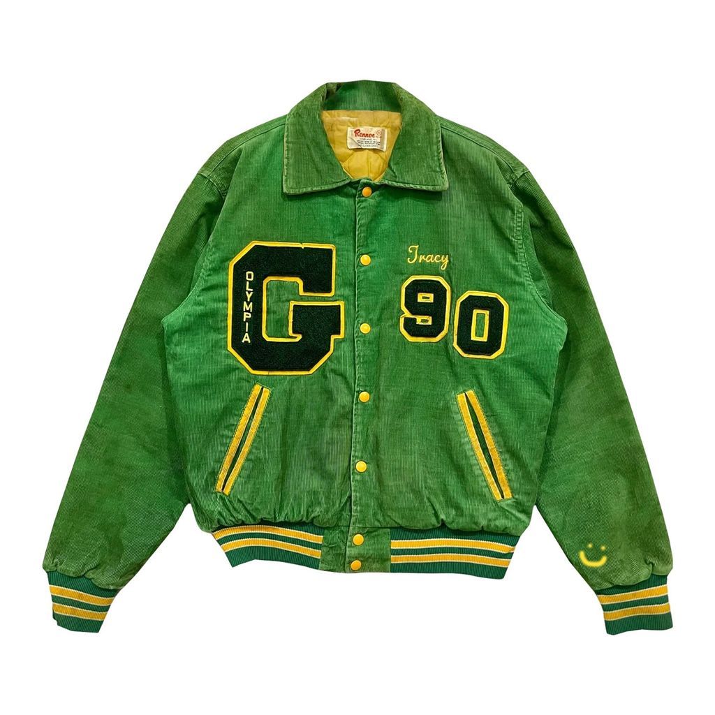 Men's Green Vintage Tennis Corduroy Varsity Jacket S/M Quillattire