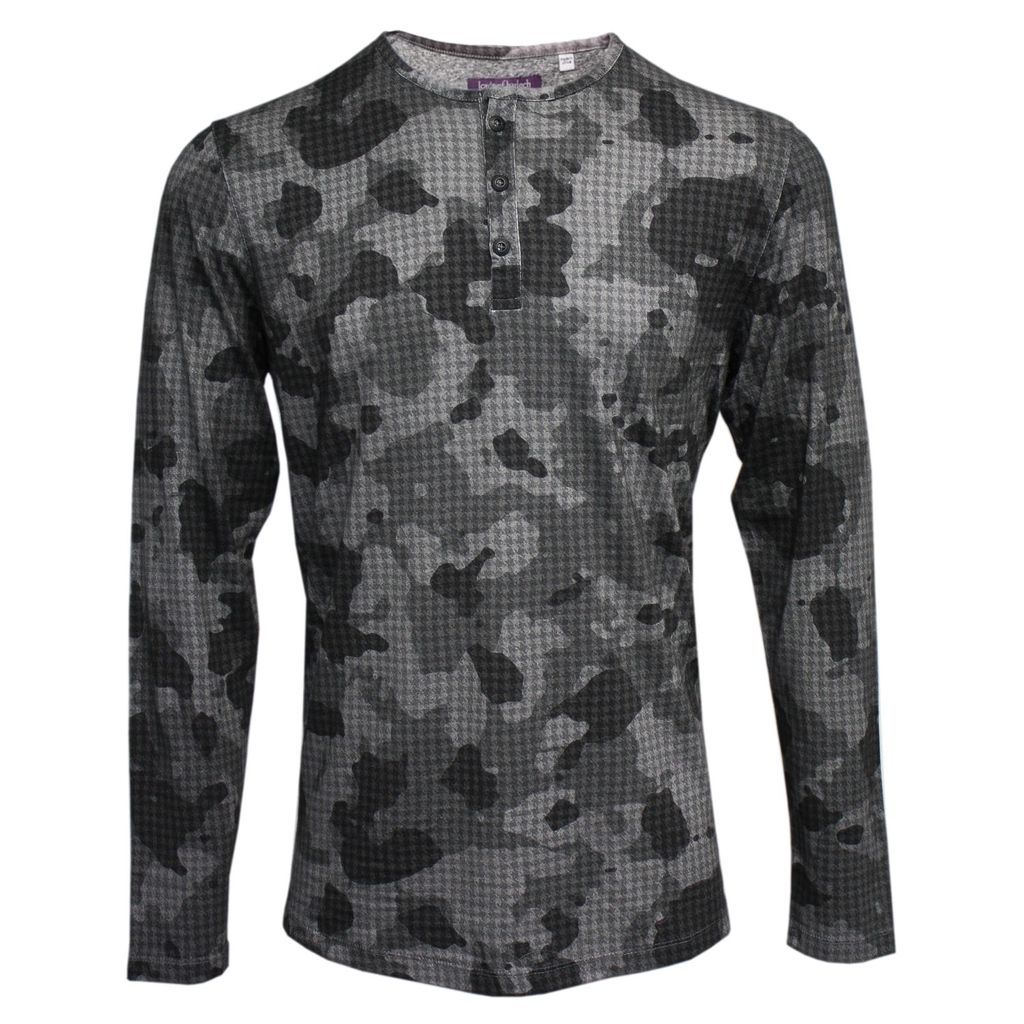 Men's Grey / Black Norbert Henley In Charcoal Camo Small Lords of Harlech