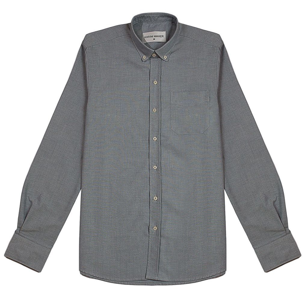 Men's Grey Button Down Cotton Oxford Shirt Small Karim Maher