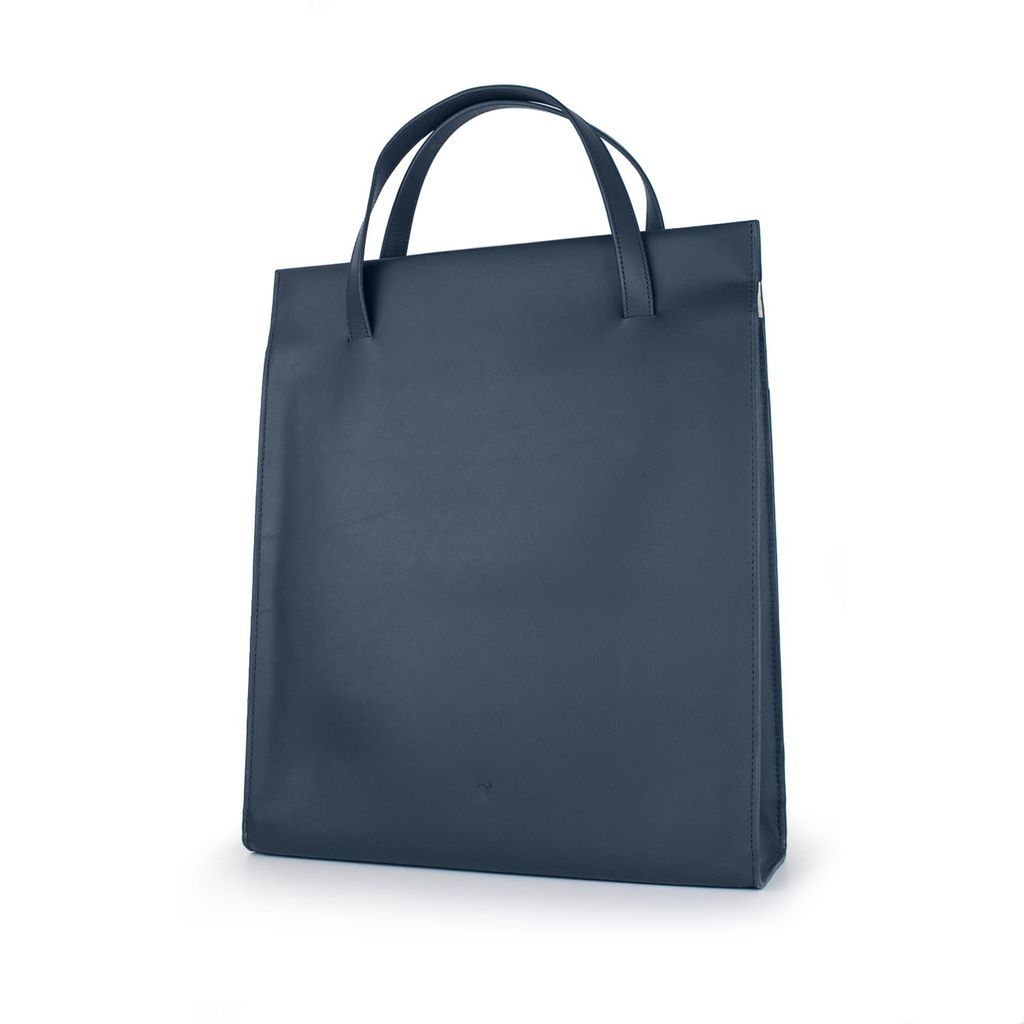 Men's Handmade Adjustable Leather Tote Bag - Navy Blue godi.
