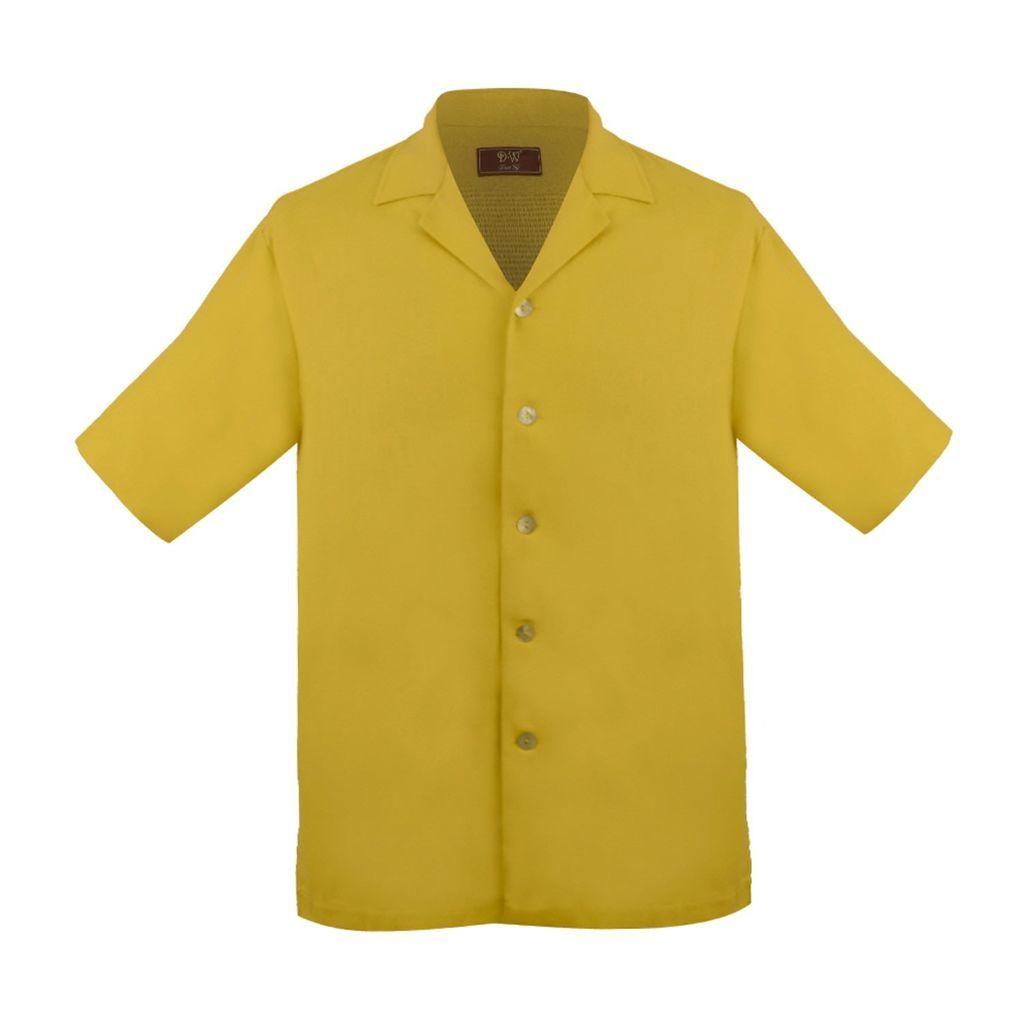 Men's Kingston Linen Blend Shirt - Mustard Medium DAVID WEJ