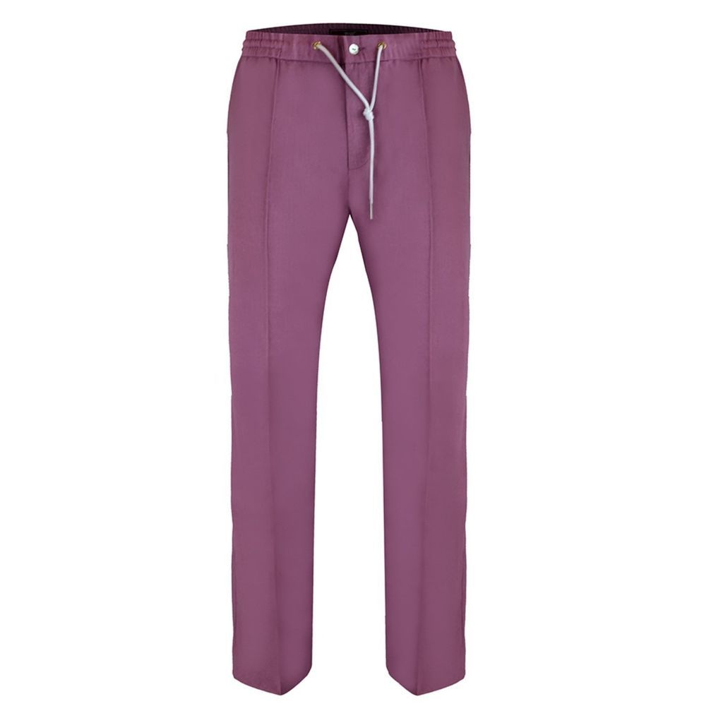 Men's Kingston Linen Blend Trousers - Rouge Pink Medium DAVID WEJ