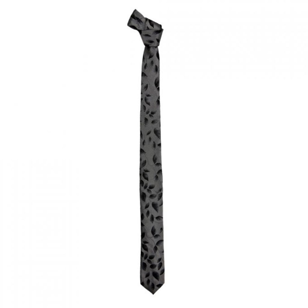 Men's Leaf Jaquard Tie - Charcoal DAVID WEJ
