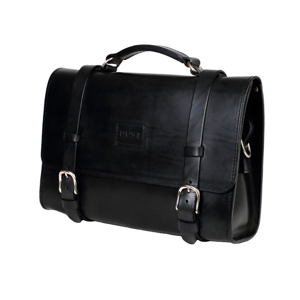 Men's Leather Briefcase In Cuoio Black THE DUST COMPANY
