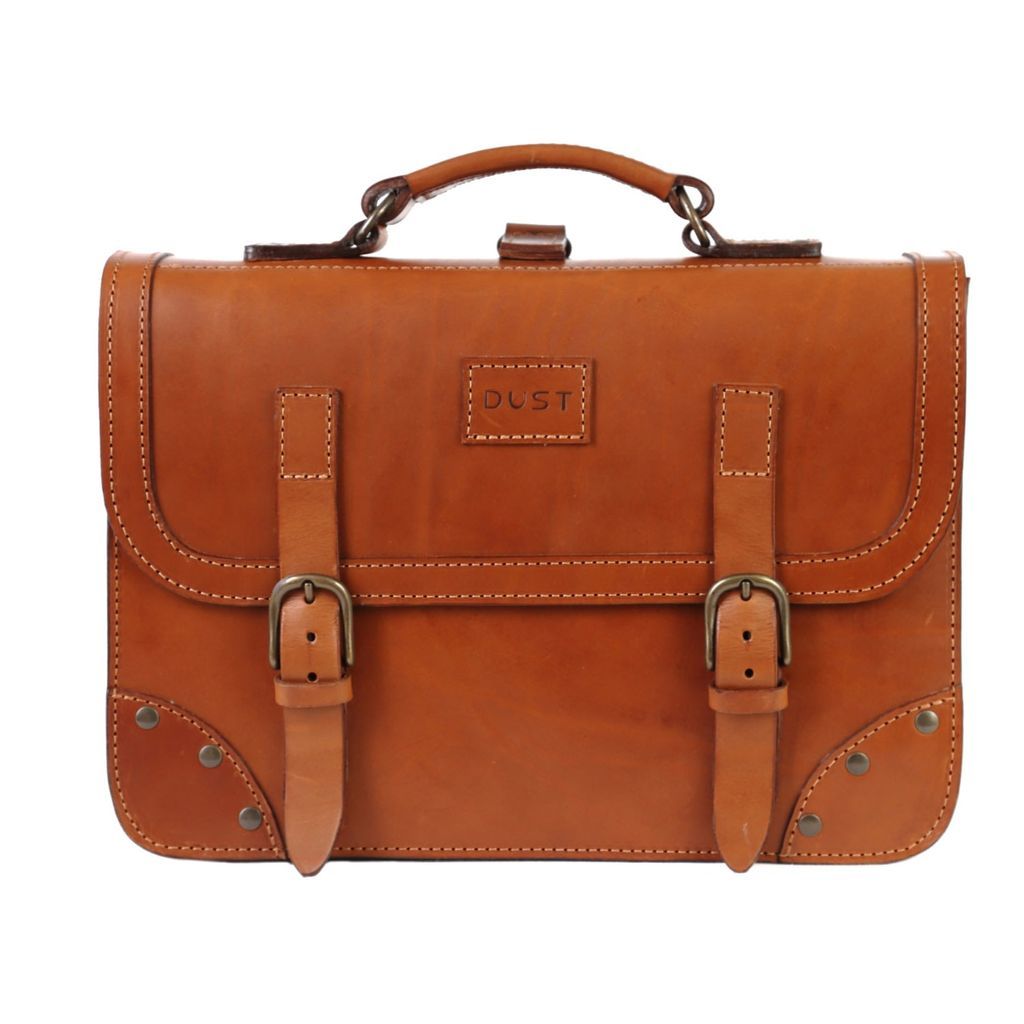 Men's Leather Briefcase In Cuoio Brown THE DUST COMPANY