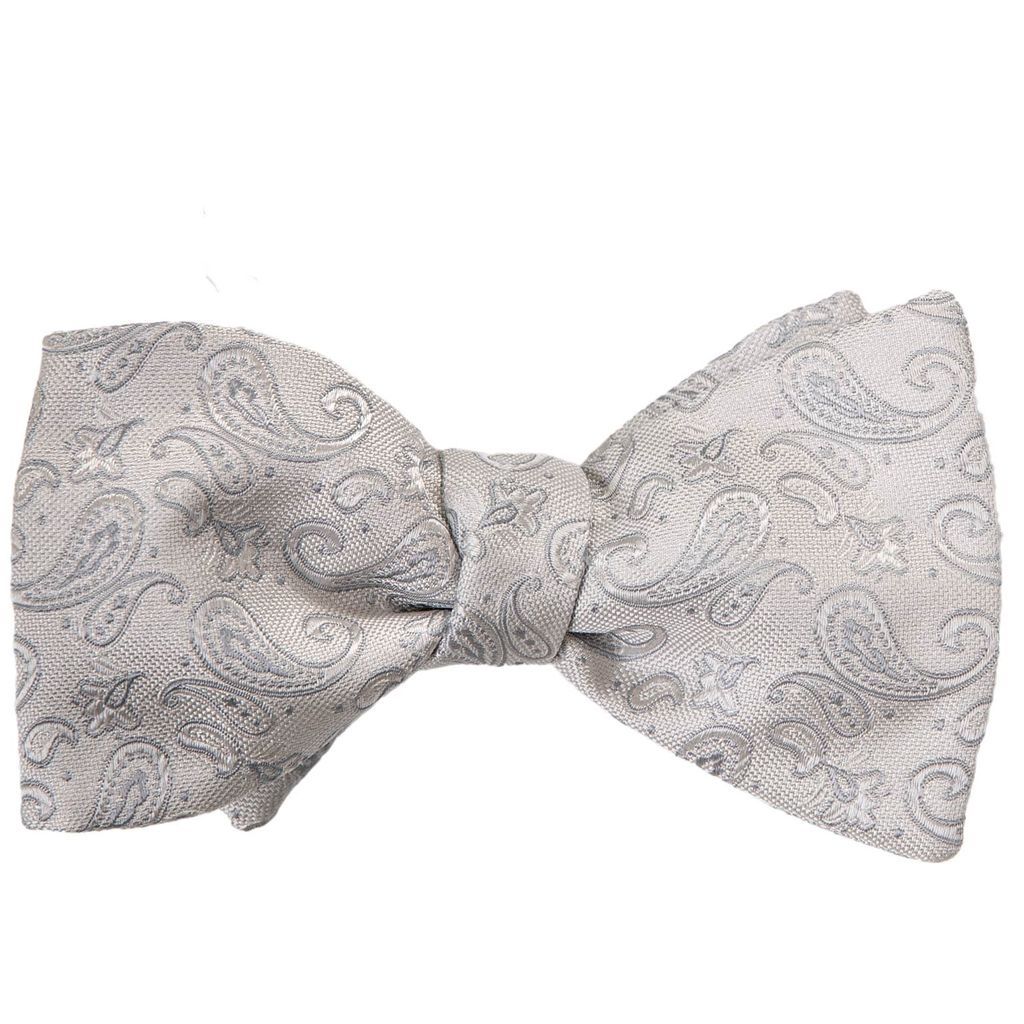 Men's Leonardo - Silver Silk Bow Tie One Size Elizabetta