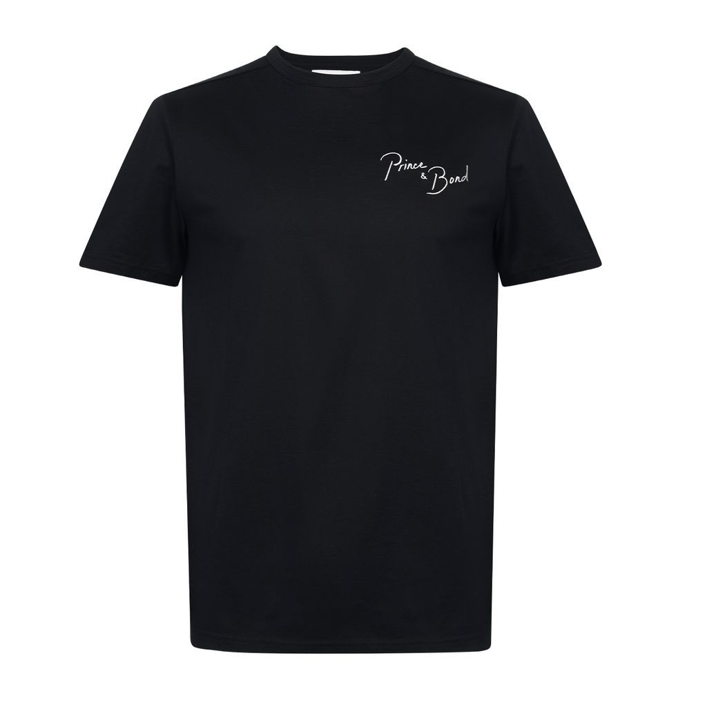 Men's Logo Embroided T-Shirt In Black Small Prince & Bond