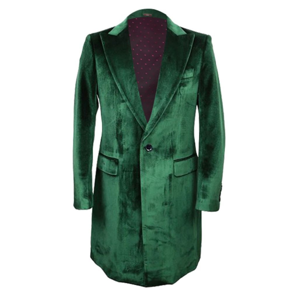 Men's Maison Velvet Overcoat - Green Large DAVID WEJ