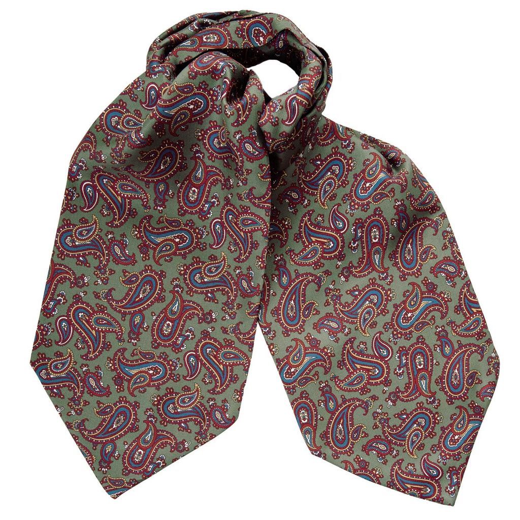 Men's Marsala - Green Silk Ascot Cravat Tie One Size Elizabetta