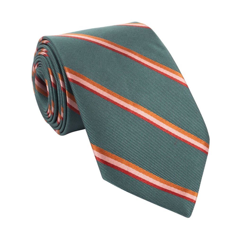 Men's Monza Green Stripe Classic Silk Tie LE COLONEL