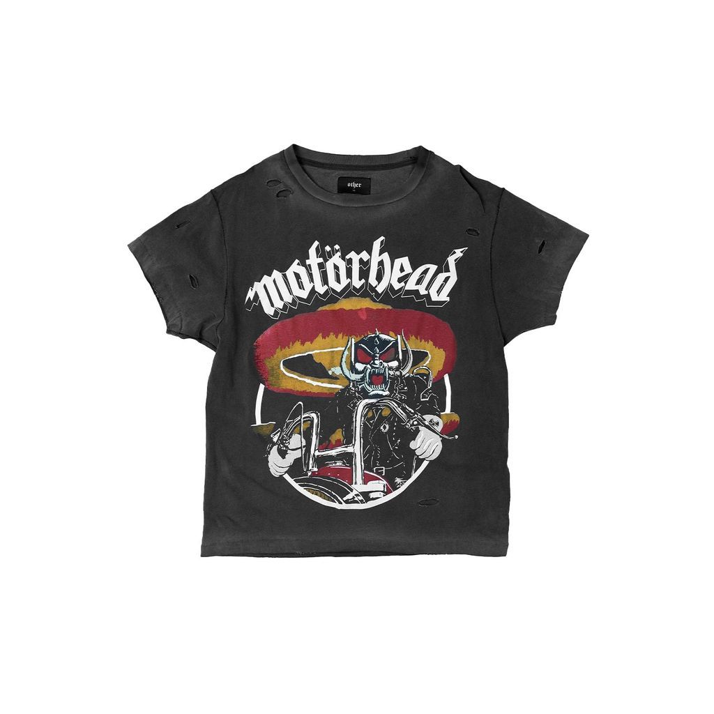Men's Motörhead ' 80S Biker ' Vintage Tee - Heavy Relic Black Xxs Wolf & Badger