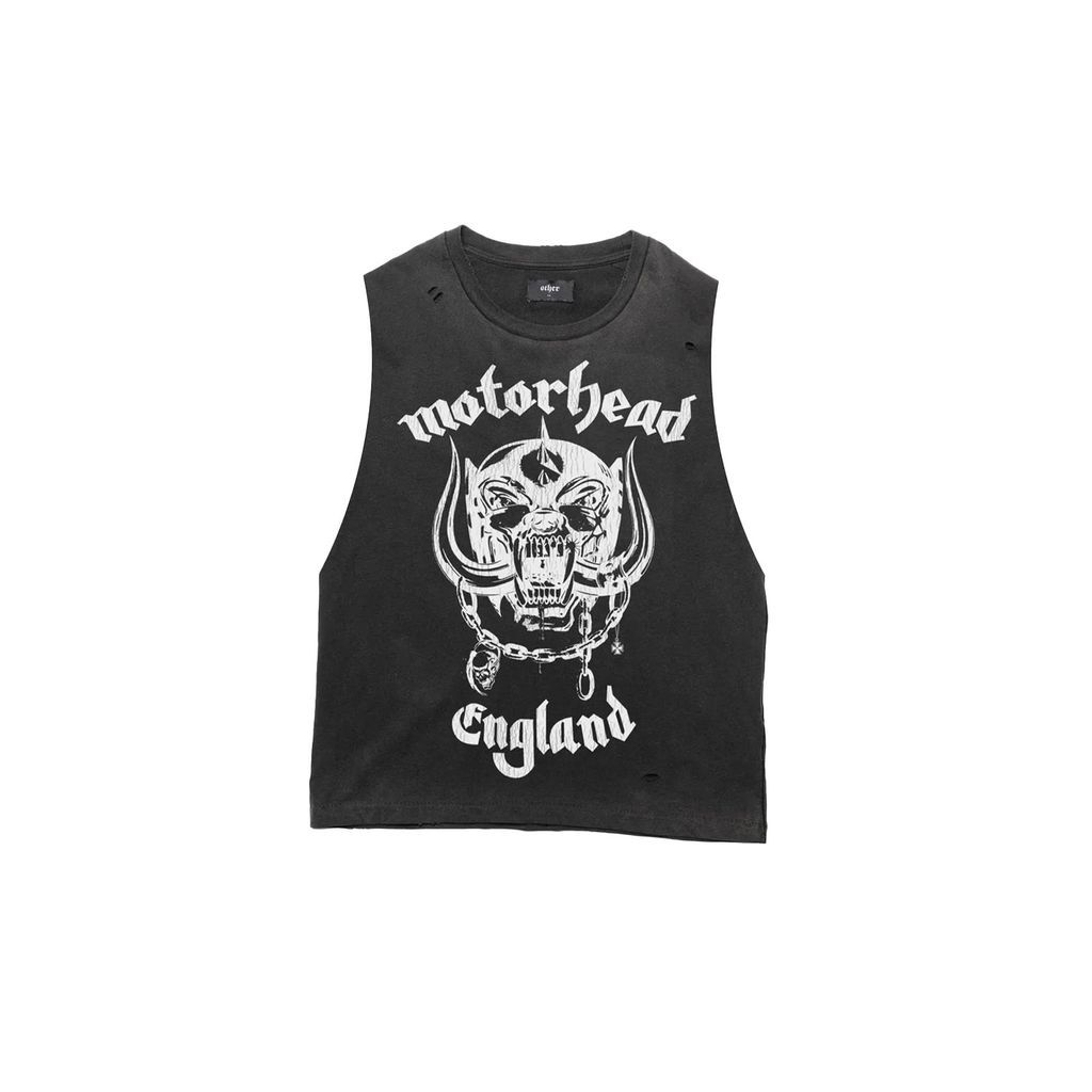 Men's Motörhead 'England' Vintage Tank - Heavy Relic Black Xxs Wolf & Badger
