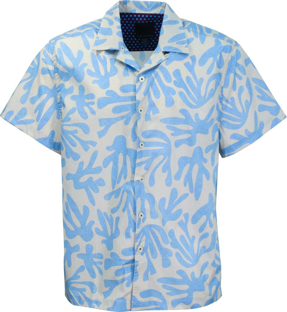 Men's Neutrals / Blue Ralph Loop Coral Canvas Camp Shirt In Sky Small Lords of Harlech