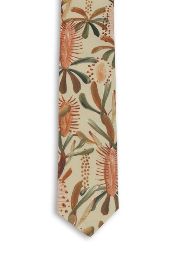 Men's Neutrals Cotton Tie - Grass Tree Nude One Size Peggy and Finn