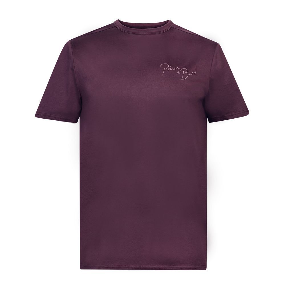 Men's Neutrals Logo Embroided T-Shirt In Wine Color Small Prince & Bond