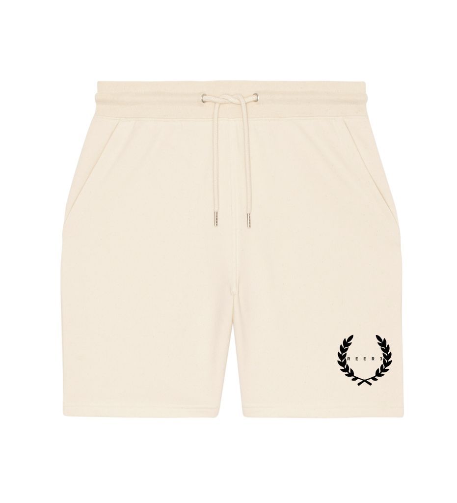 Men's Neutrals Unisex Jogger Shorts - Natural Print Black Laurel Extra Small REER3
