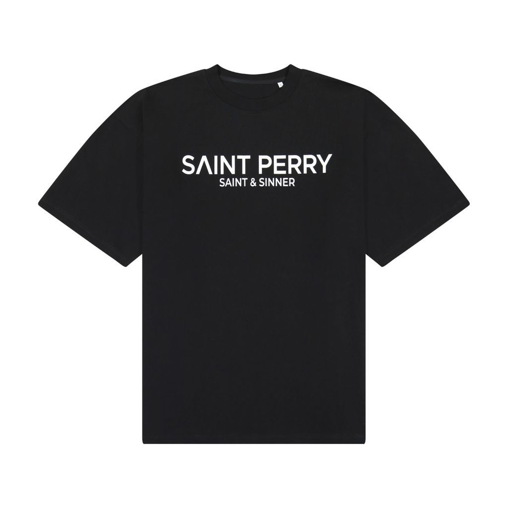 Men's Oversized T-Shirt Black Ss Sp1 Large SAINT PERRY