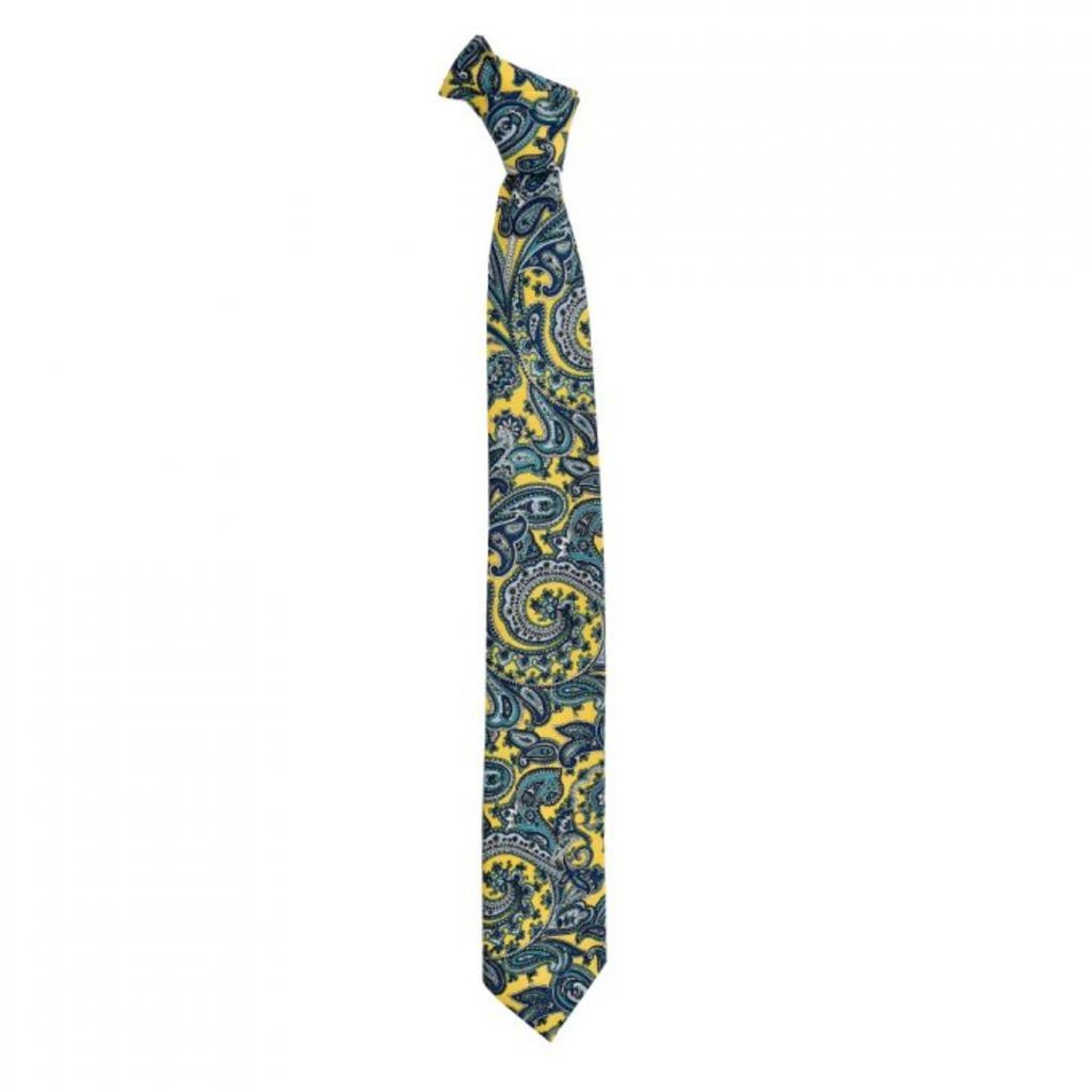 Men's Paisley Tie - Yellow Teal DAVID WEJ