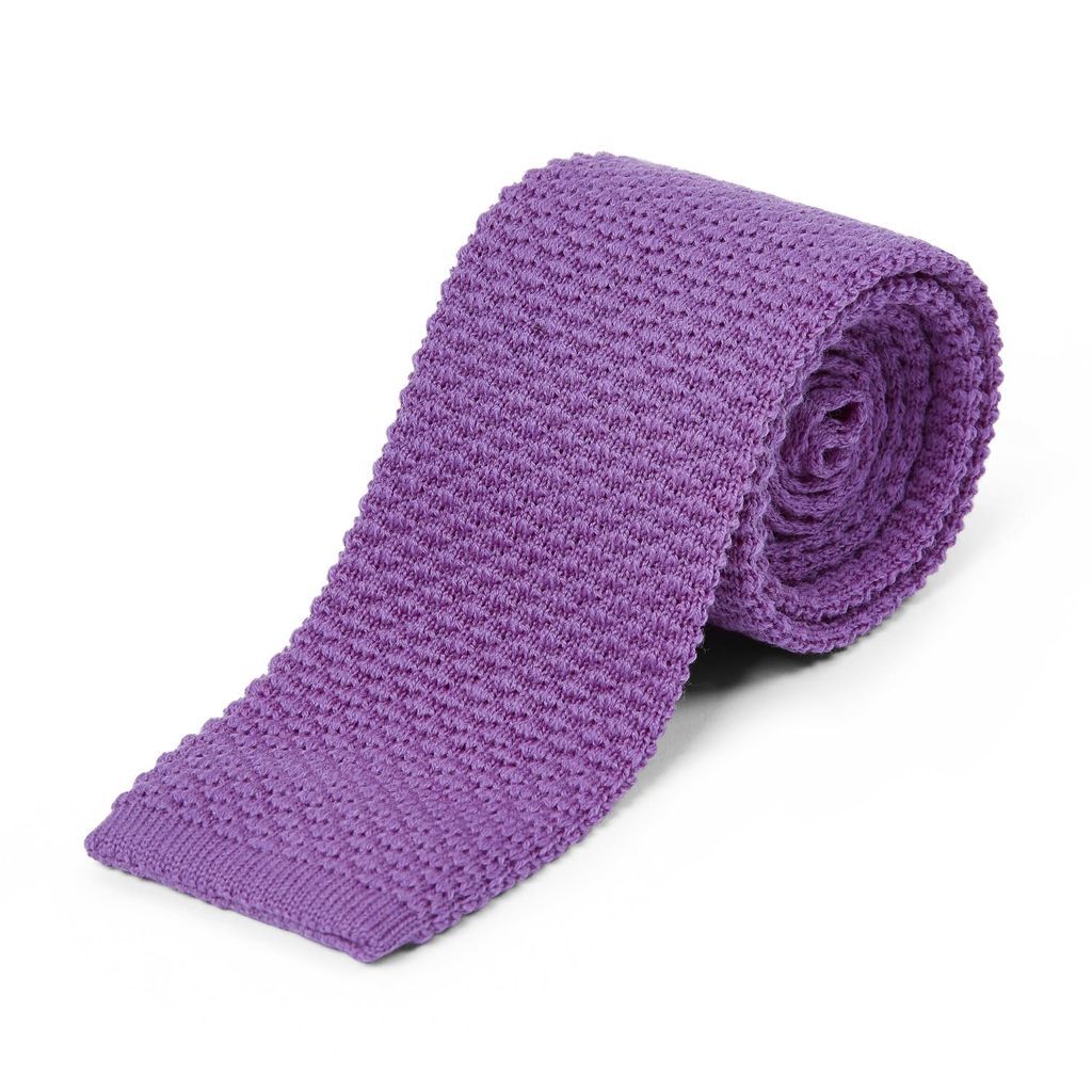Men's Pink / Purple Wool Knitted Tie - Purple Burrows & Hare