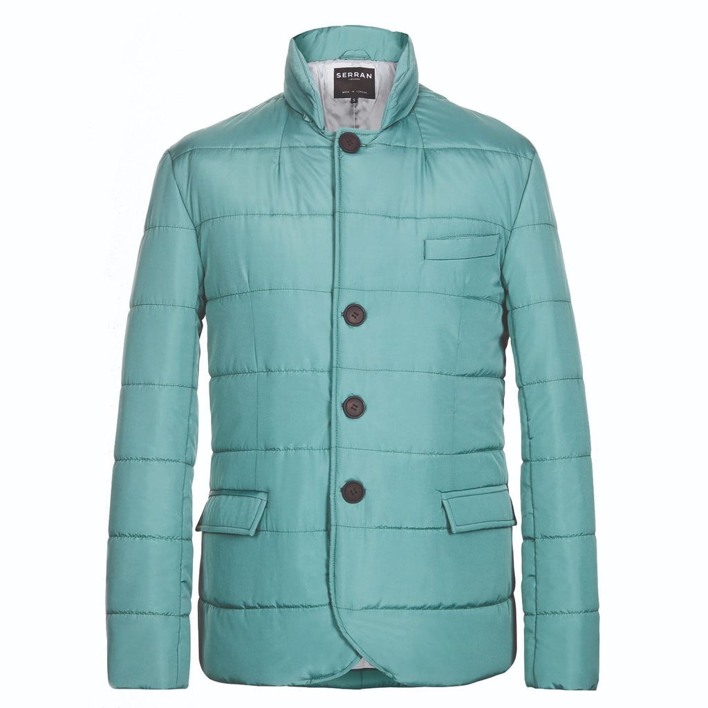 Men's Puffer Suit Jacket - Green Small Serran London