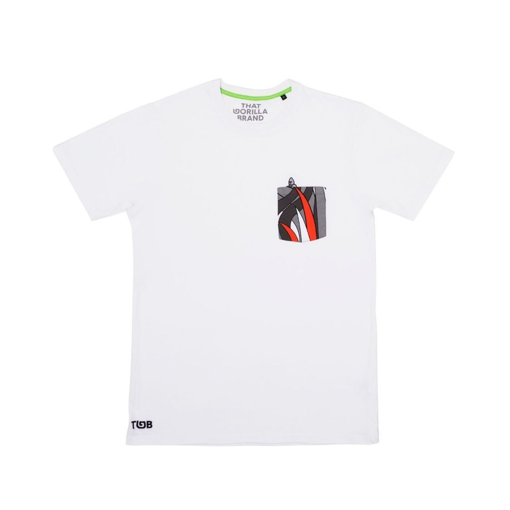 Men's Rafiki Pocket T-Shirt - White Small That Gorilla Brand